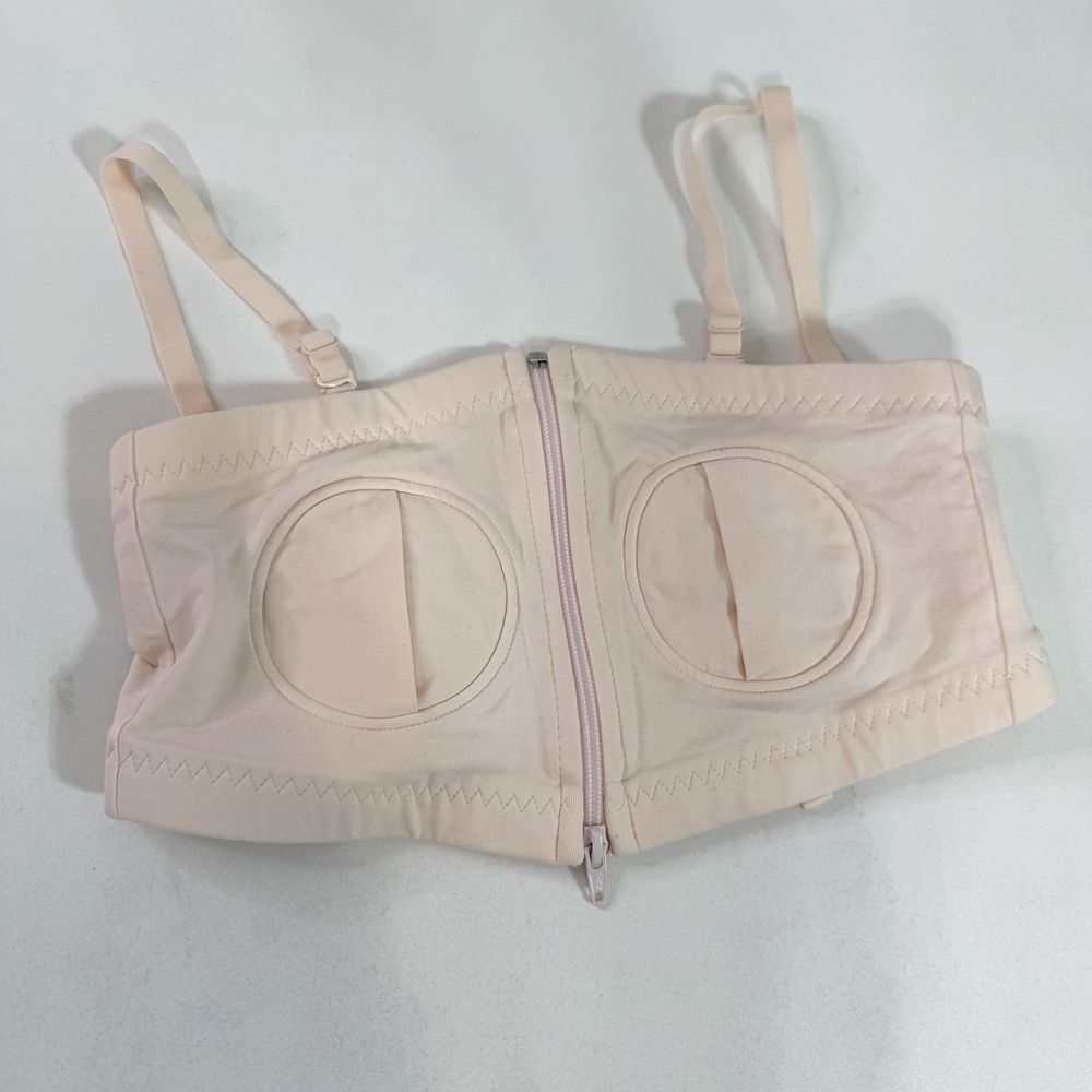 Simple Wishes Bra Womens One Size Beige Wireless Nursing Pumping Zip Front‎